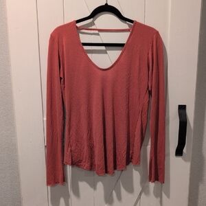 Lucy Love Lightweight Orange Backless Long Sleeve Sweater Blouse Size Small
